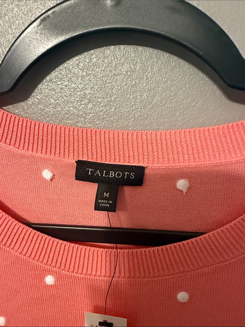 Talbots Coral Pink Dot Sweater with Sunglasses Dog Motif - Picture 2 of 3